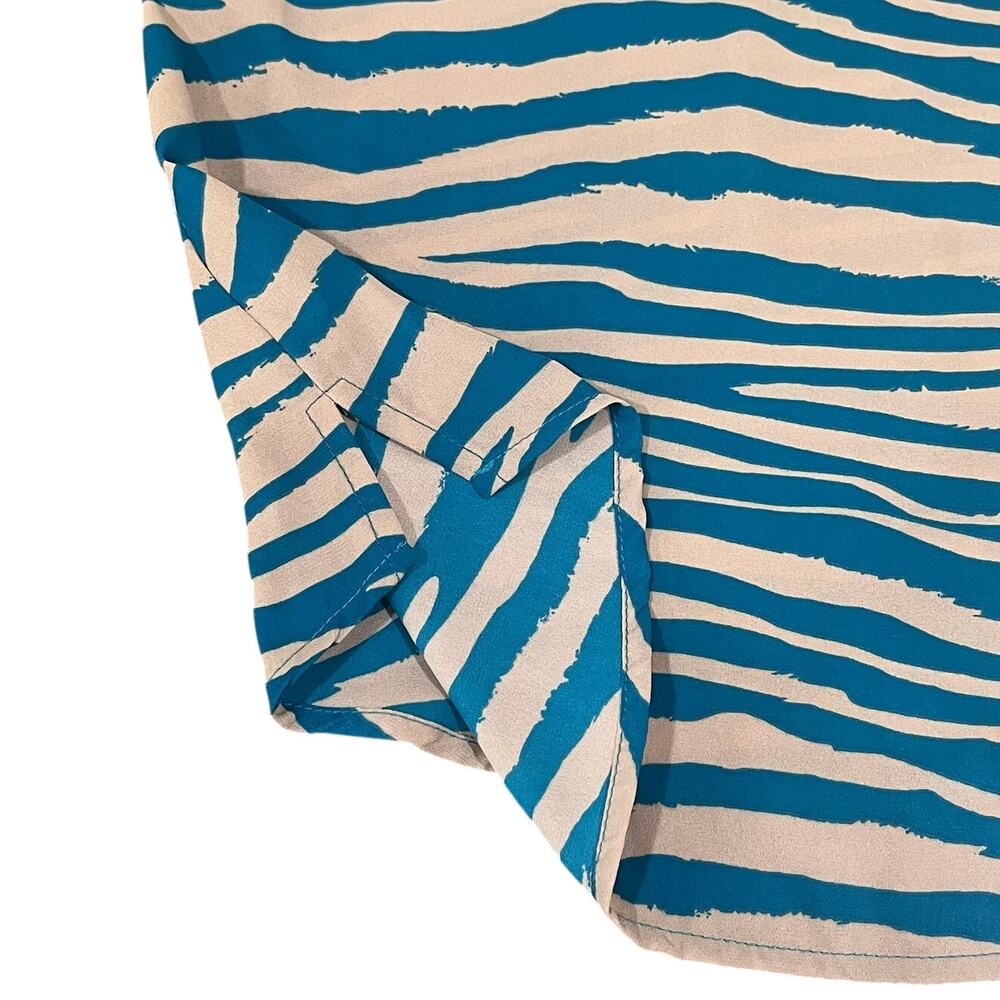 Allison Joy Cami Tank Top V-Neck Lightweight Animal Print Blue/Tan Small - Picture 4 of 6